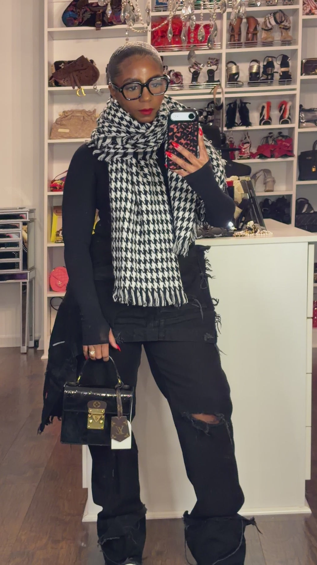 Houndstooth Oversized scarf