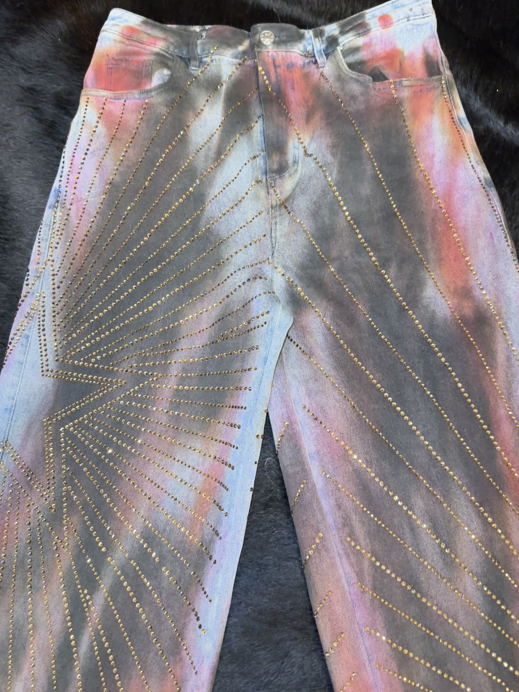 Celestial Dream Tie-Dye Crystal Jeans