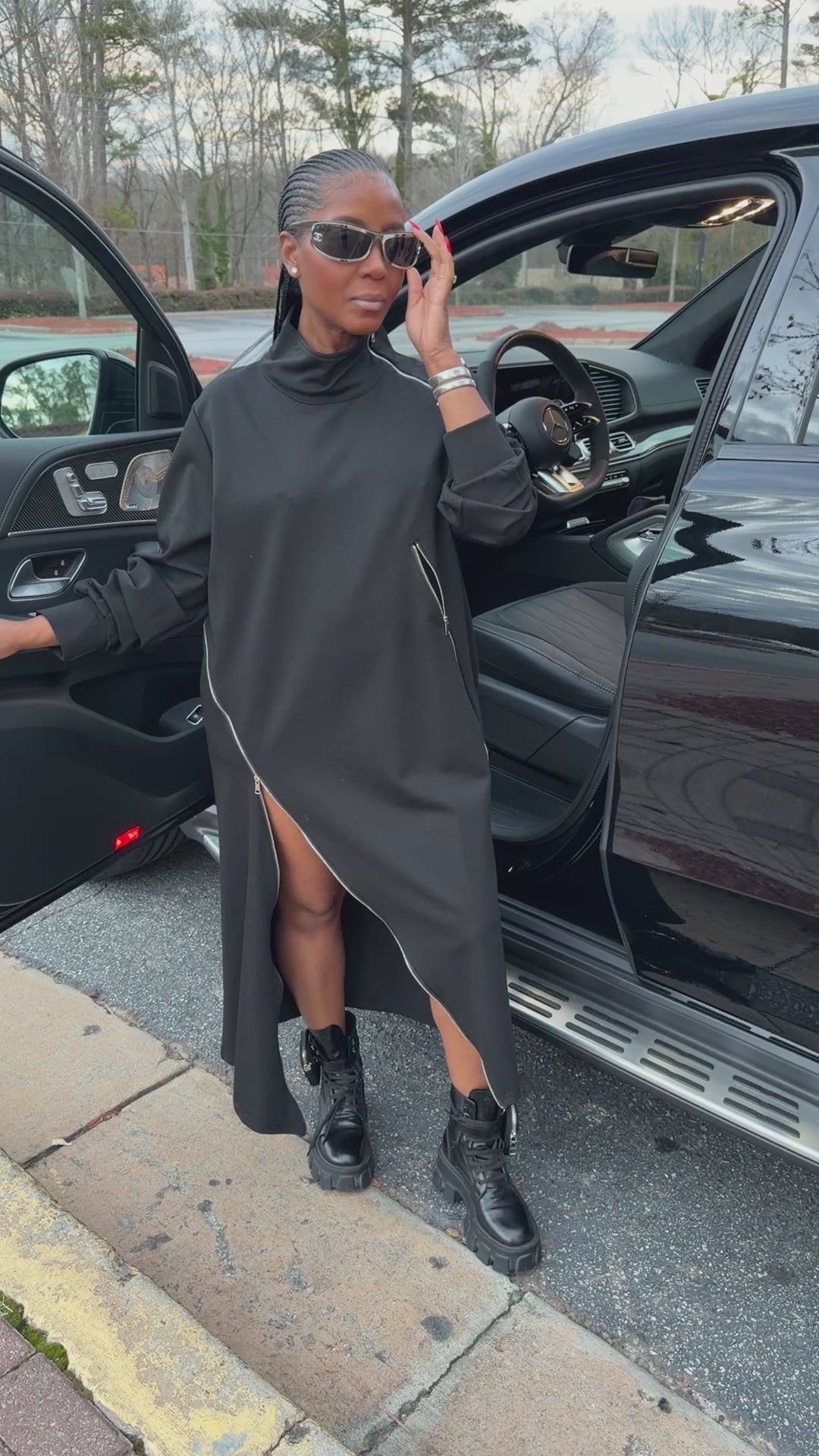 Zipper Pullover Dress w/pockets