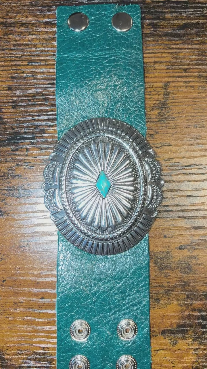 The Concho Collection - Genuine Leather Cuff Bracelet