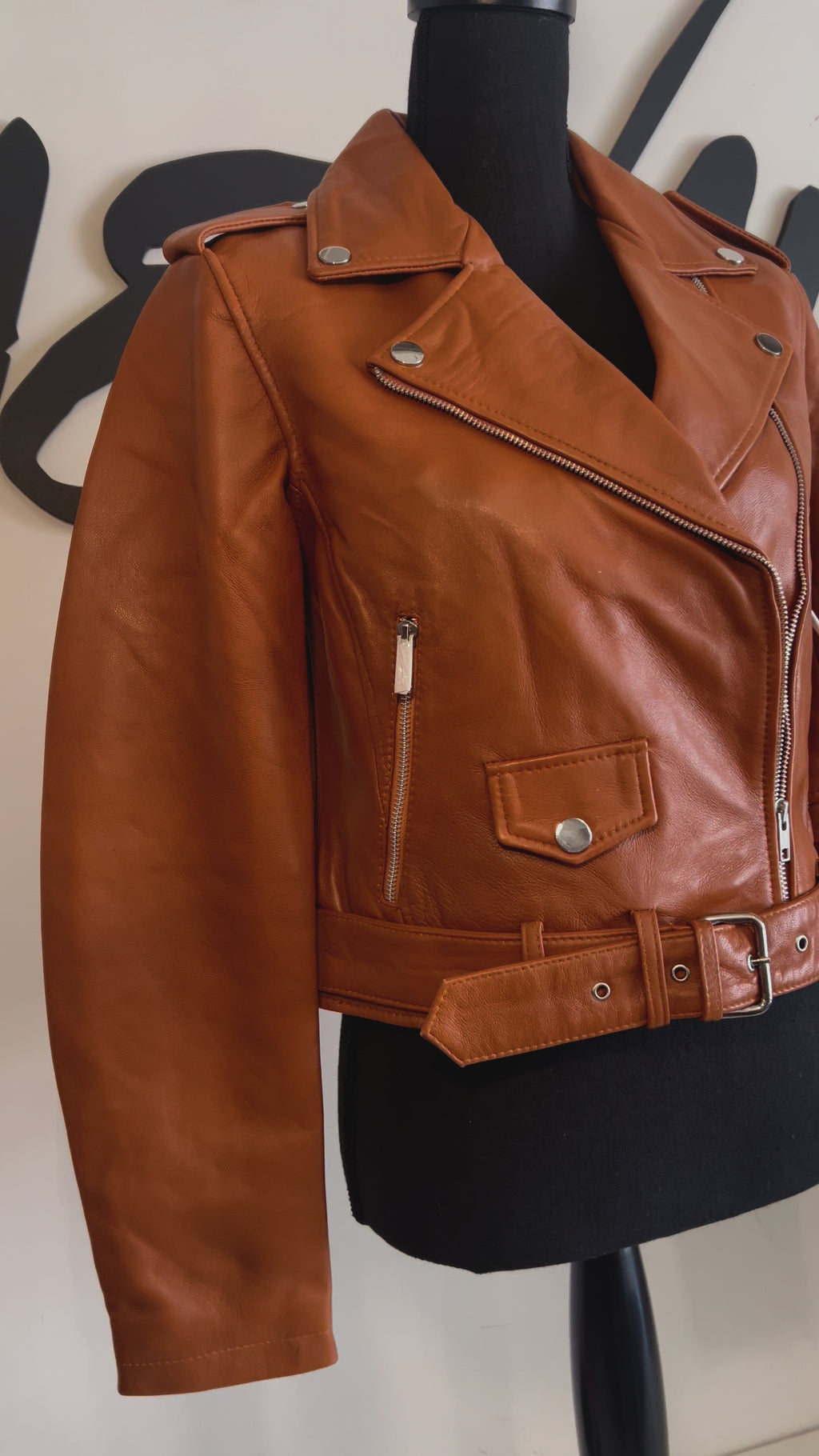 Cognac Leather Classic Biker