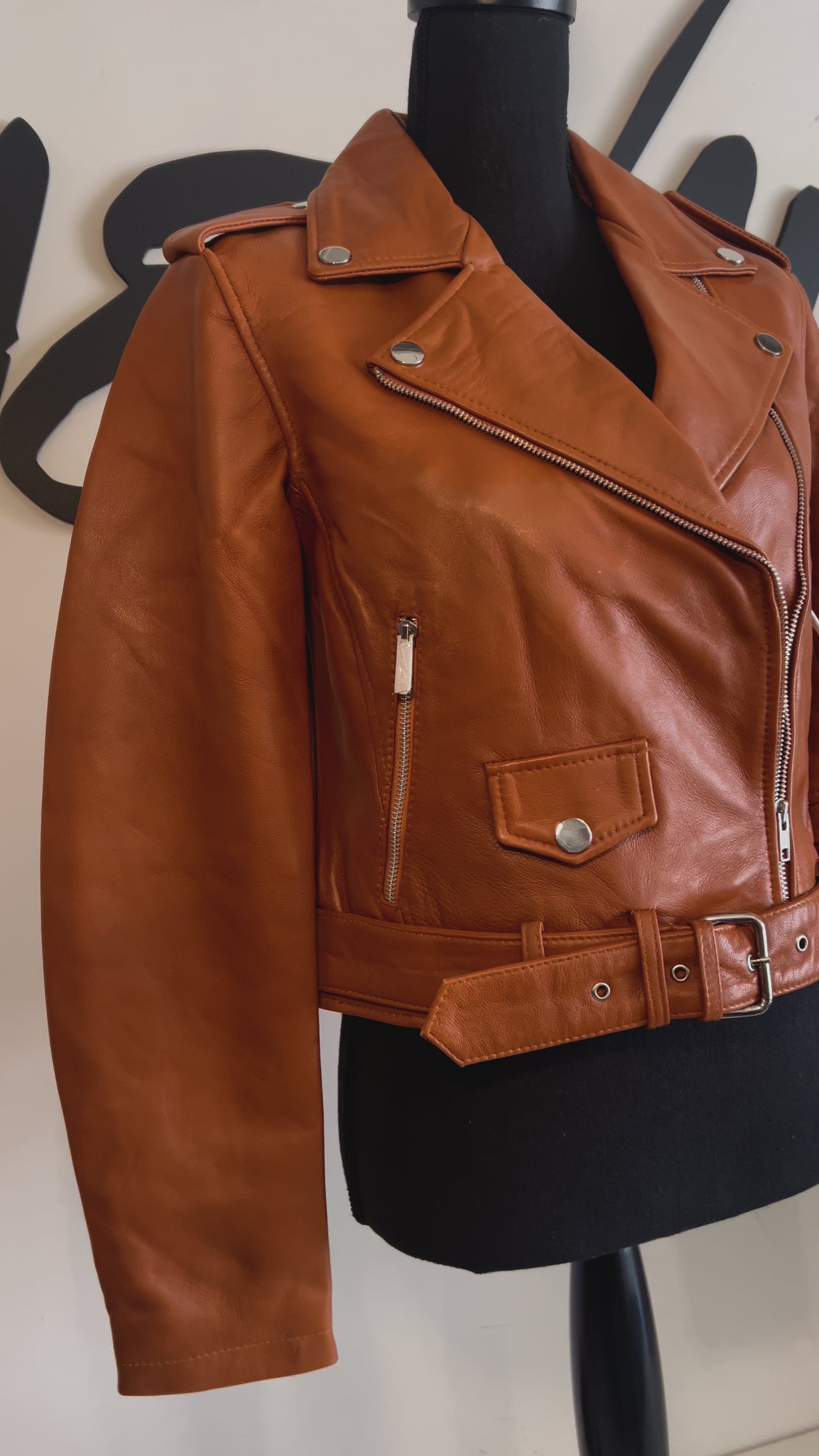 Cognac Leather Classic Biker