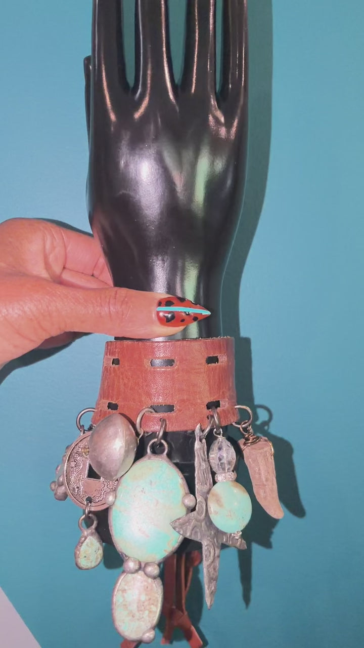 Turquoise Medicine Handmade Leather Bracelet