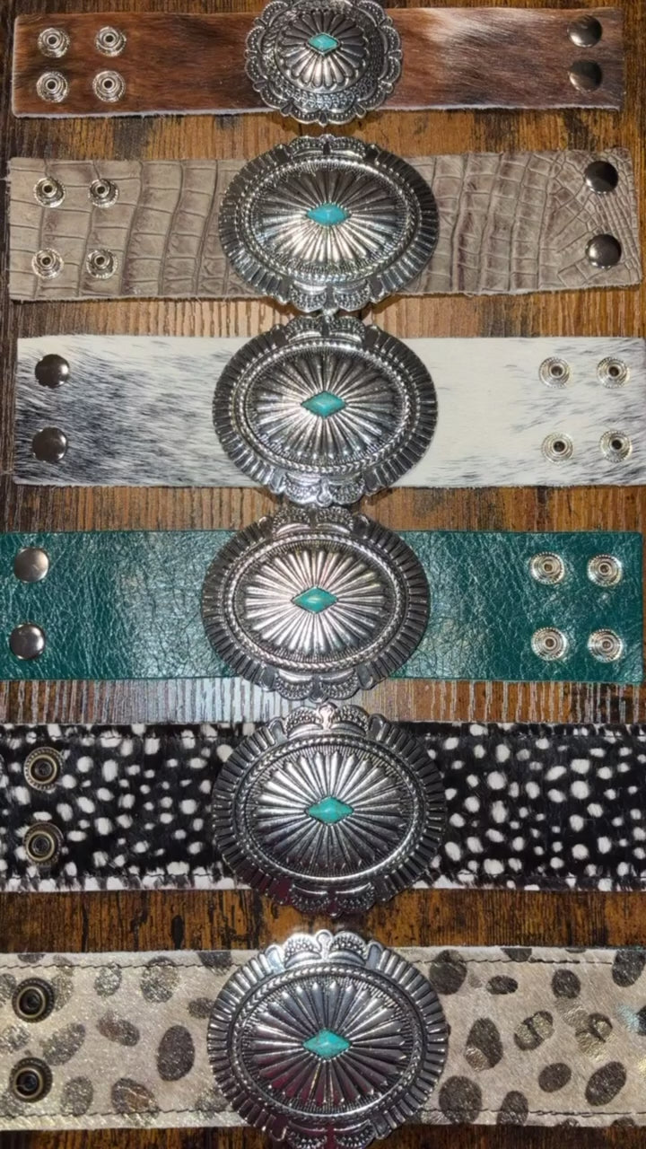 The Concho Collection - Genuine Leather Cuff Bracelet