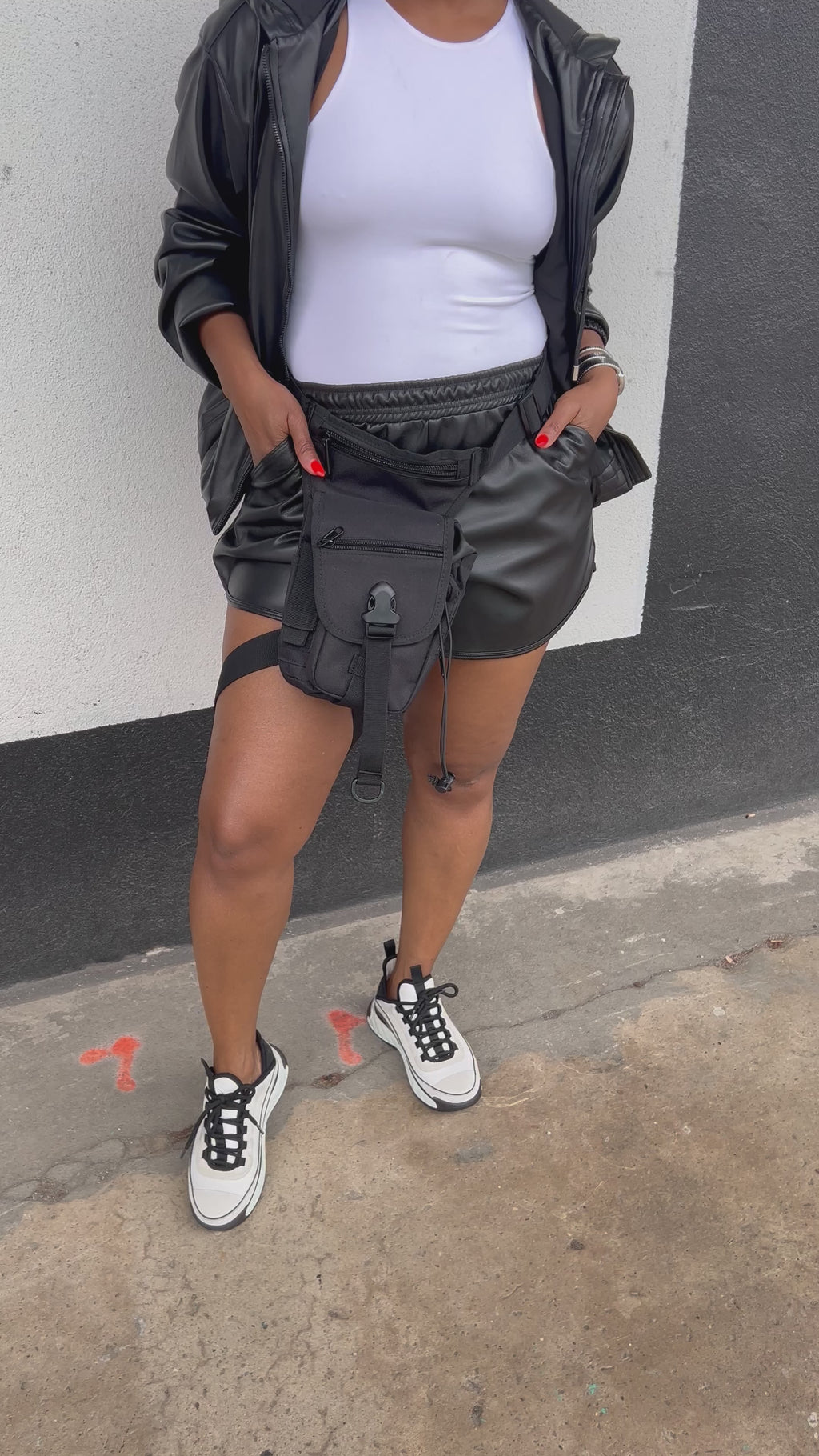 Black Vegan Leather Short Set
