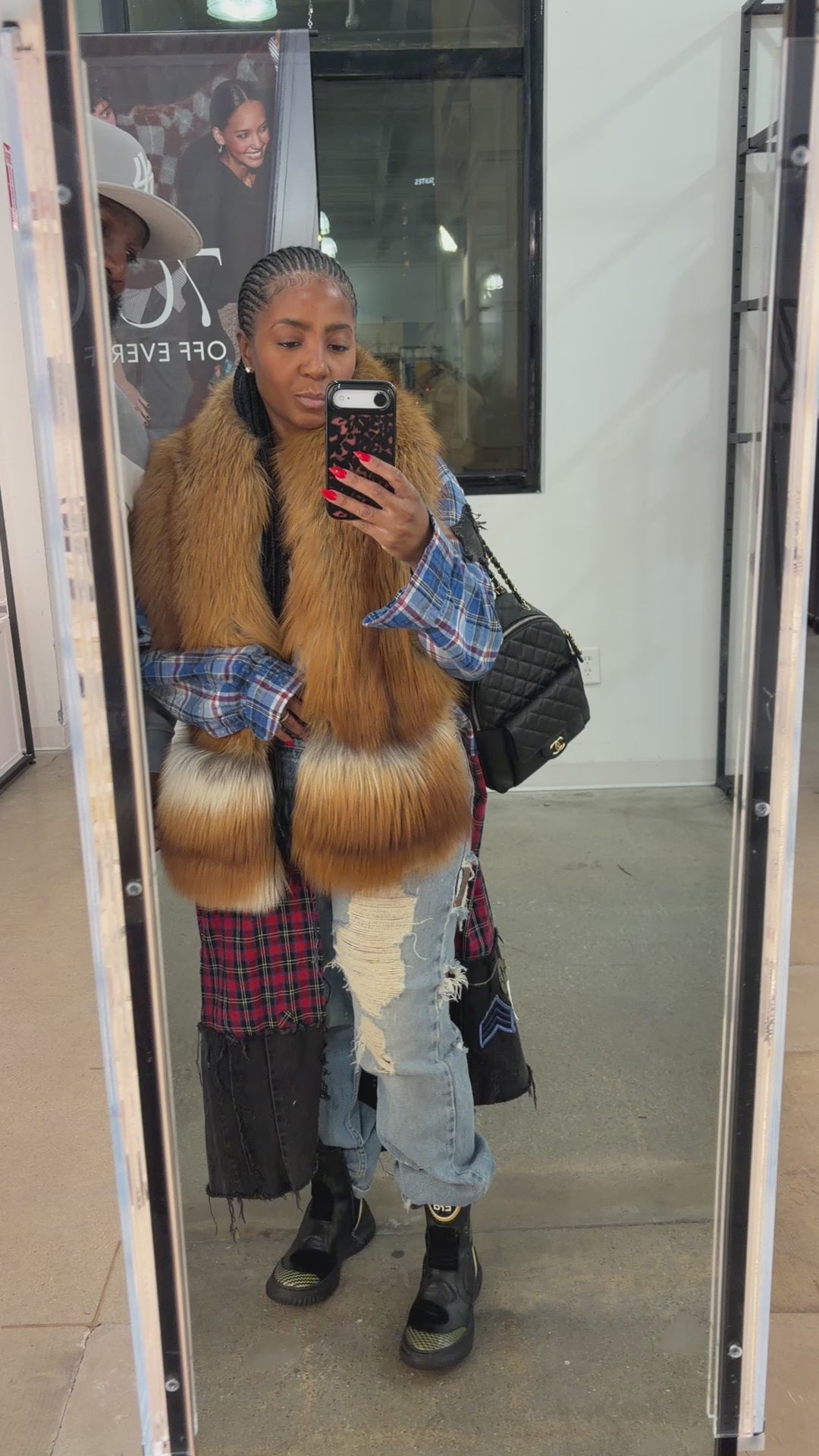 Red Fox Fur Scarf w/pockets Preorder