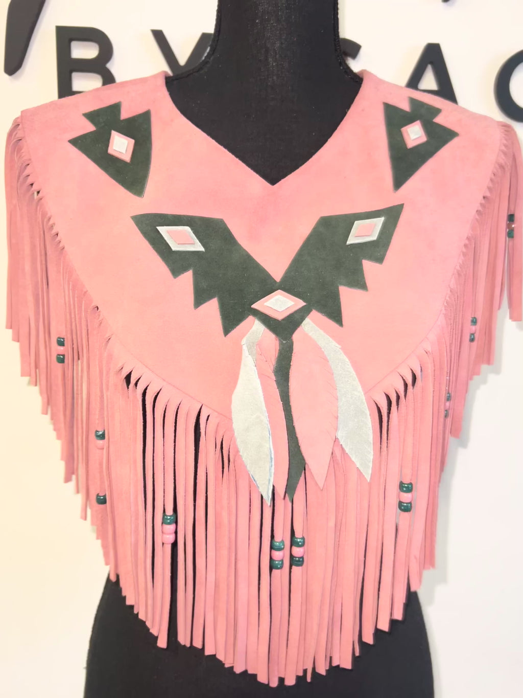 Pretty Pink Fringe Suede Poncho