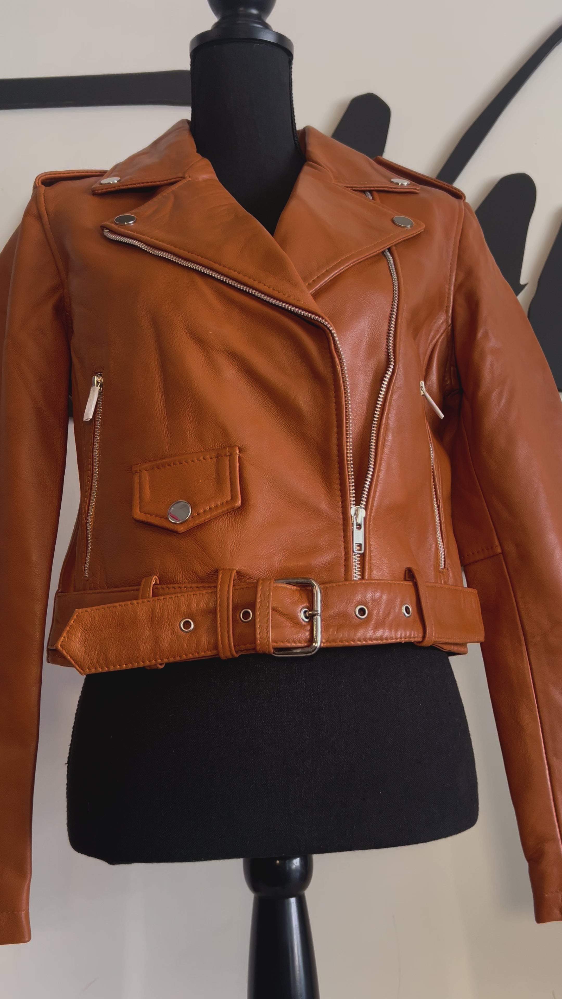 Cognac Leather Classic Biker