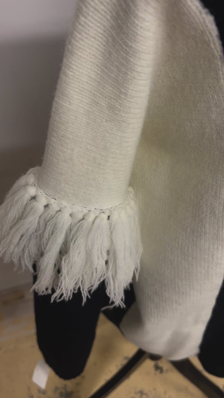 Black & White Fringe Sweater