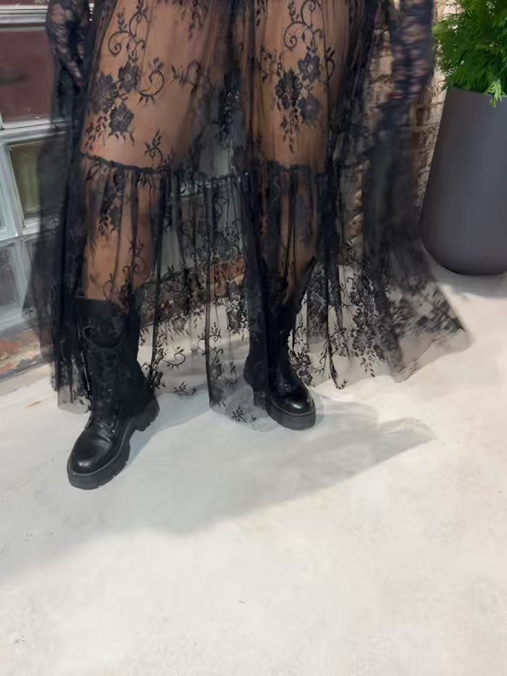 Sheer Lace Maxi Skirt