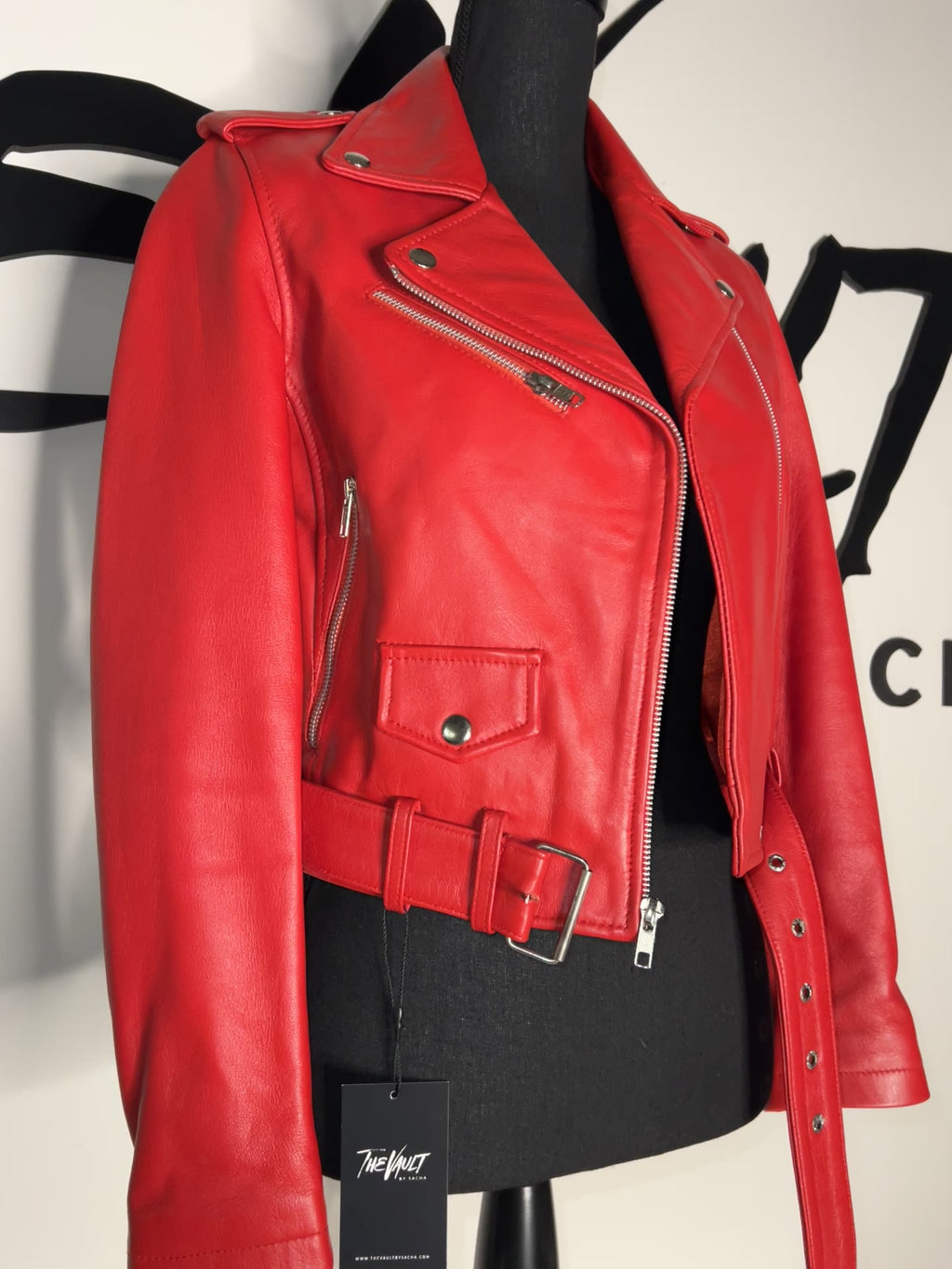 Red Leather Classic Biker motorcycle jacket * READY TO SHIP