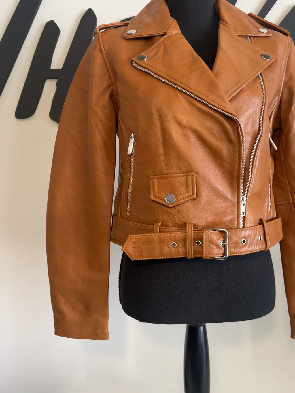 Cognac Leather Classic Biker