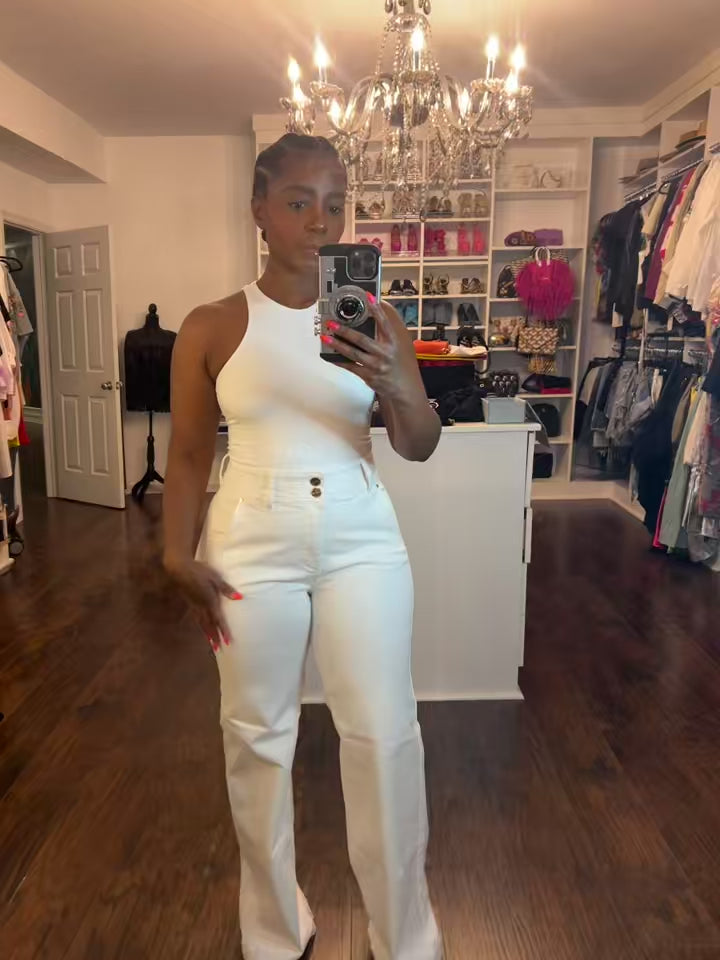 Golden buttons Wide Leg Trouser Jeans