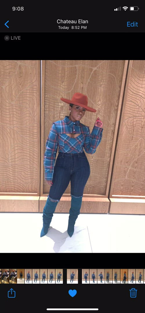 Open Knee High waist stretch jeans