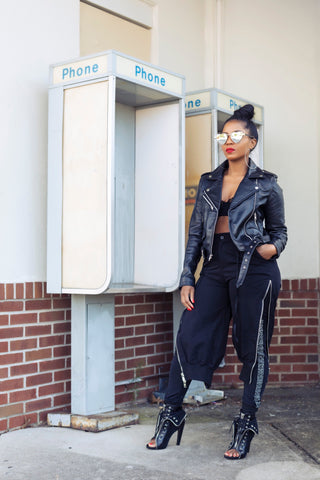Black Genuine Lambskin Leather Jacket Classic - The Vault by Sacha