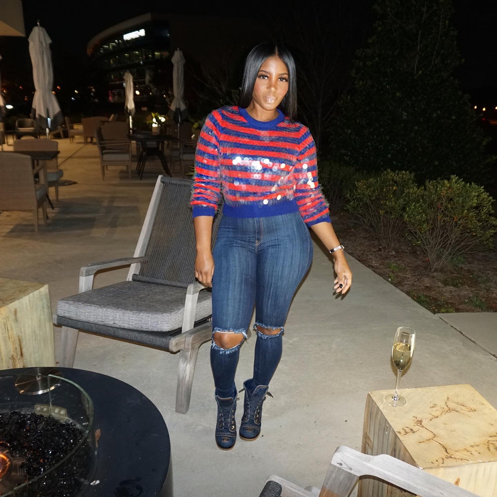 Open Knee High Waist Stretch Jeans - The Vault by Sacha