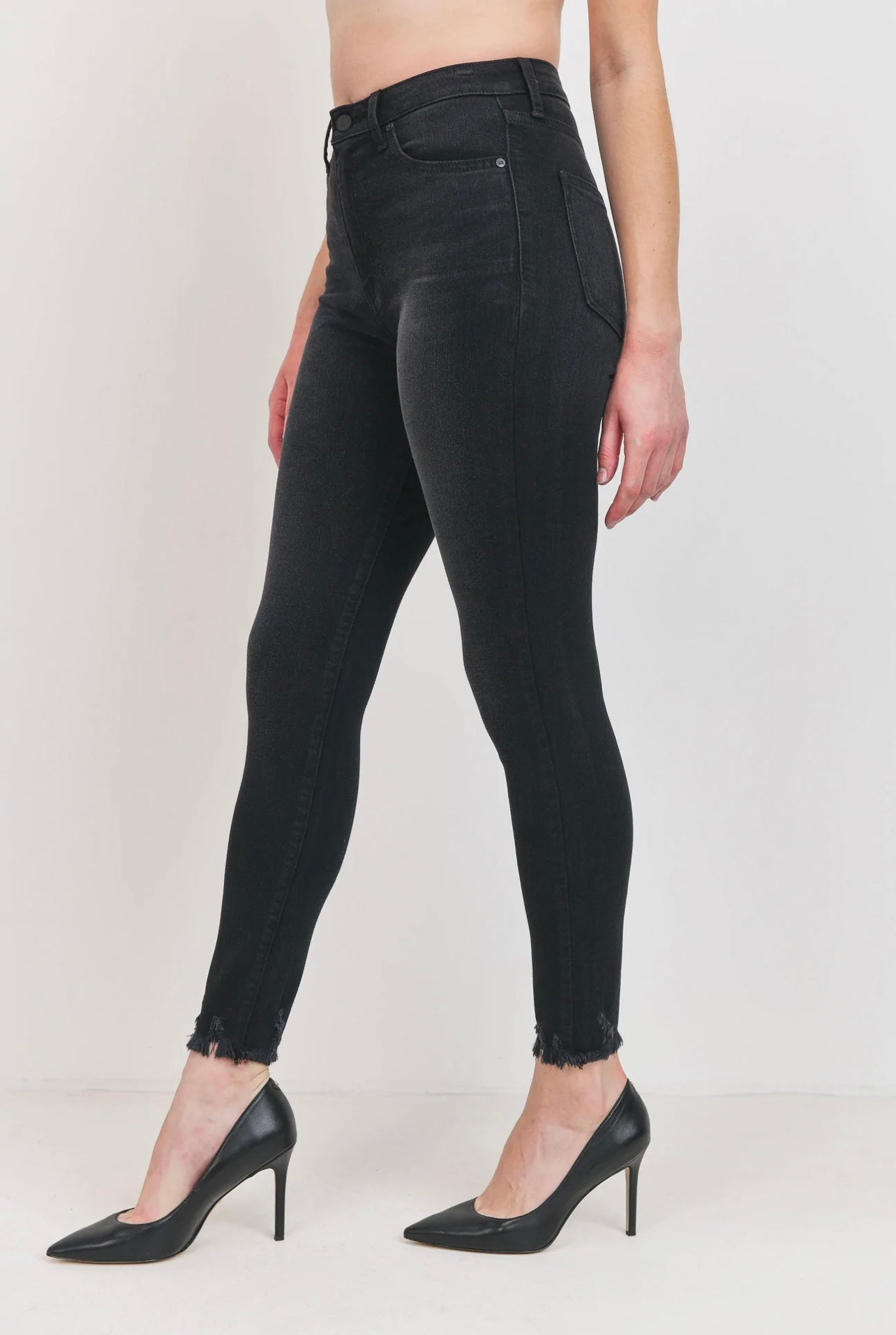 Gray wash skinny jeans