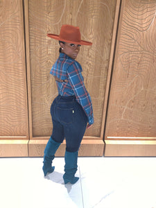 Open Knee High waist stretch jeans