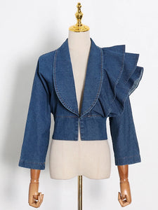 Denim ruffle jacket