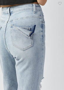 Flap Pocket Stretch Boyfriend jeans