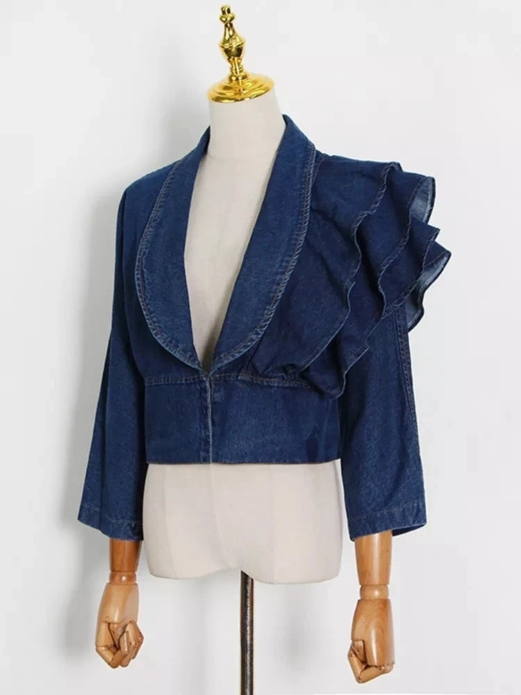 Full Ruffles Jacket Denim Ruffle Jacket | FINAL SALE – The Vault by Sacha