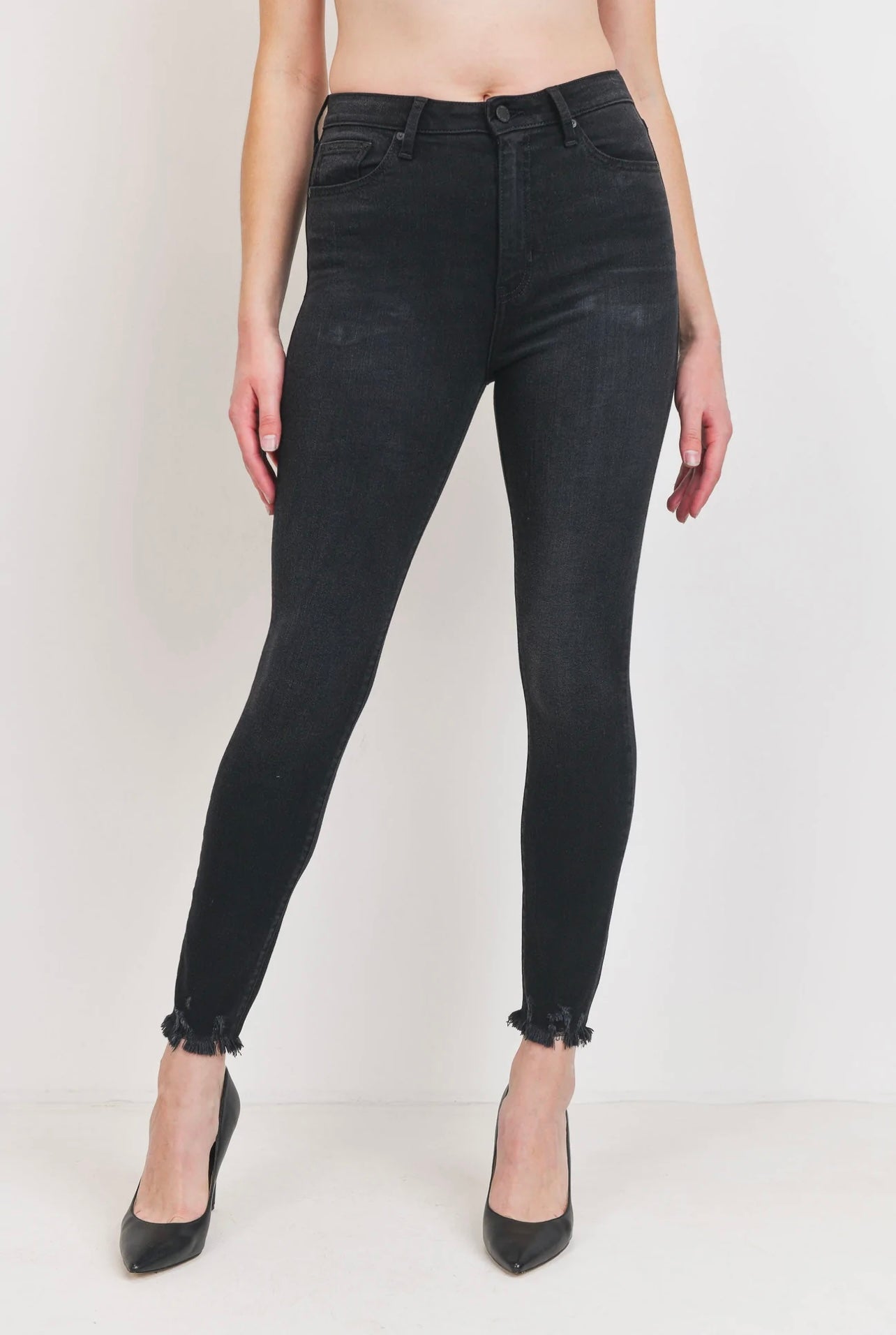 Gray wash skinny jeans