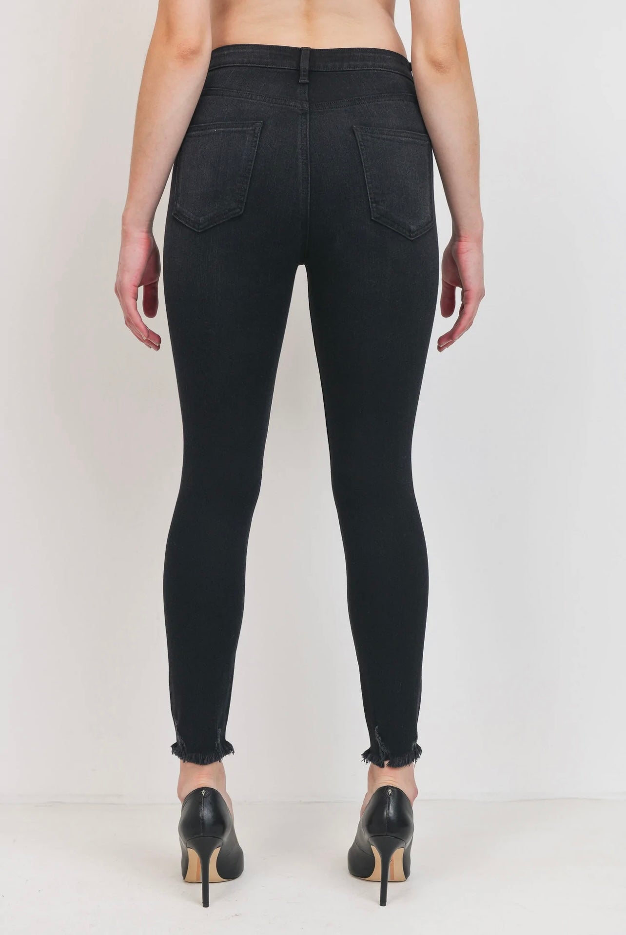 Gray wash skinny jeans
