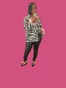 Zebra top with feather sleeves