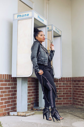 Black Genuine Lambskin Leather Jacket Classic - The Vault by Sacha