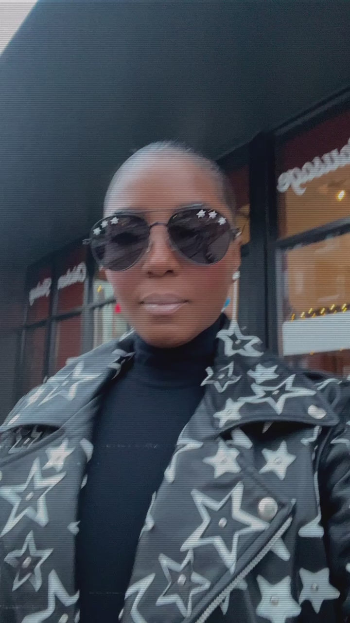 Star Girl Lambskin Leather Biker