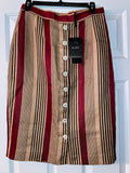 DOLCE & GABBANA NWT Beige, Black & Burgundy Striped Linen Blend Pencil - The Vault by Sacha