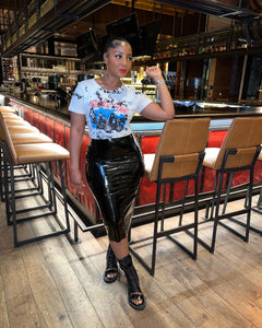 Patent High waist pencil skirt