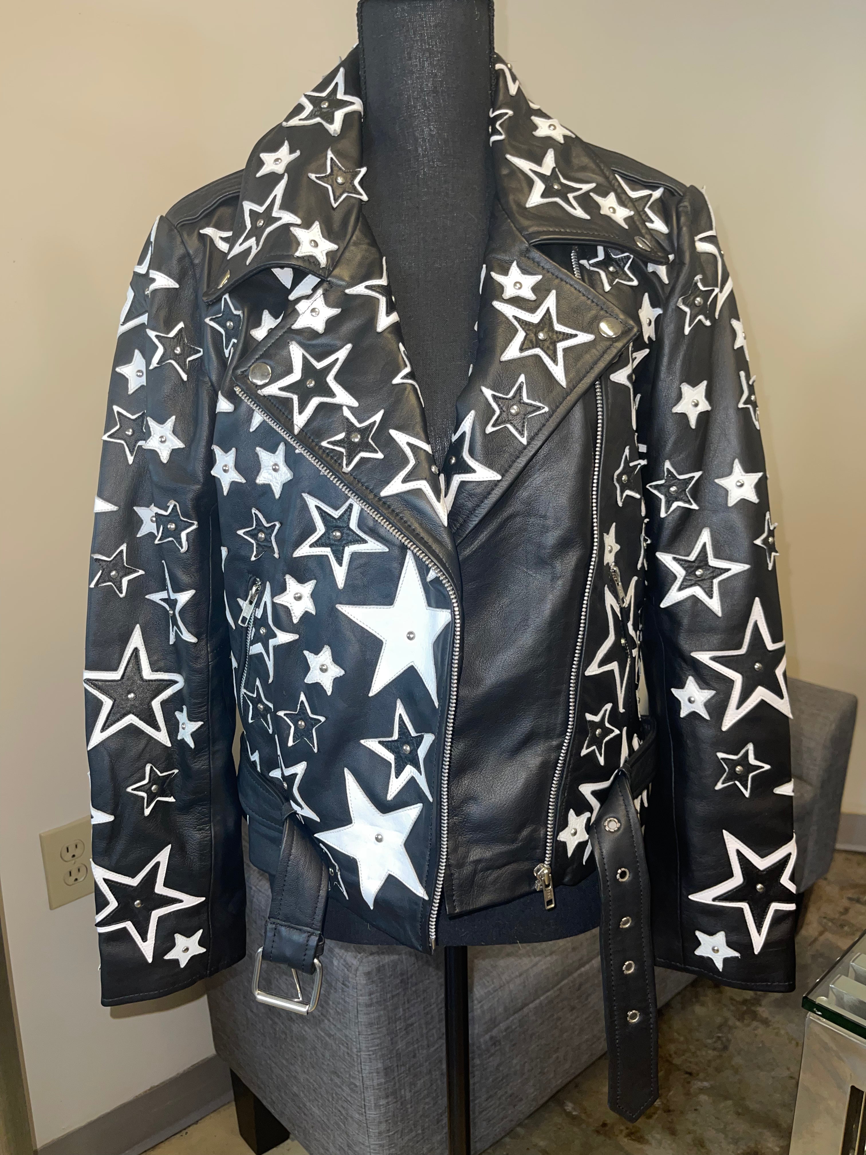 Star Girl Lambskin Leather Biker