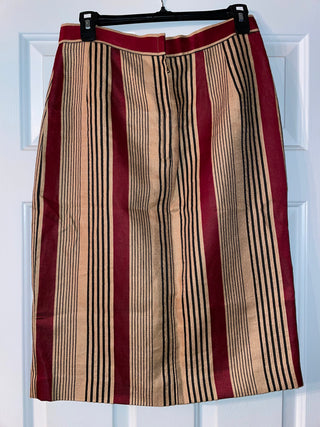 DOLCE & GABBANA NWT Beige, Black & Burgundy Striped Linen Blend Pencil - The Vault by Sacha
