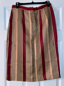 DOLCE & GABBANA NWT Beige, Black & Burgundy Striped Linen Blend Pencil