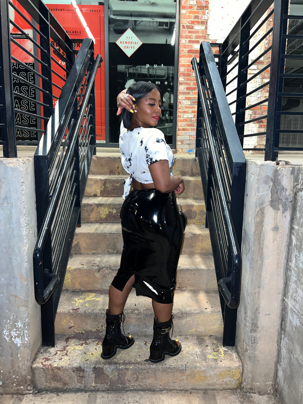 Patent High Waist Pencil Skirt - The Vault by Sacha