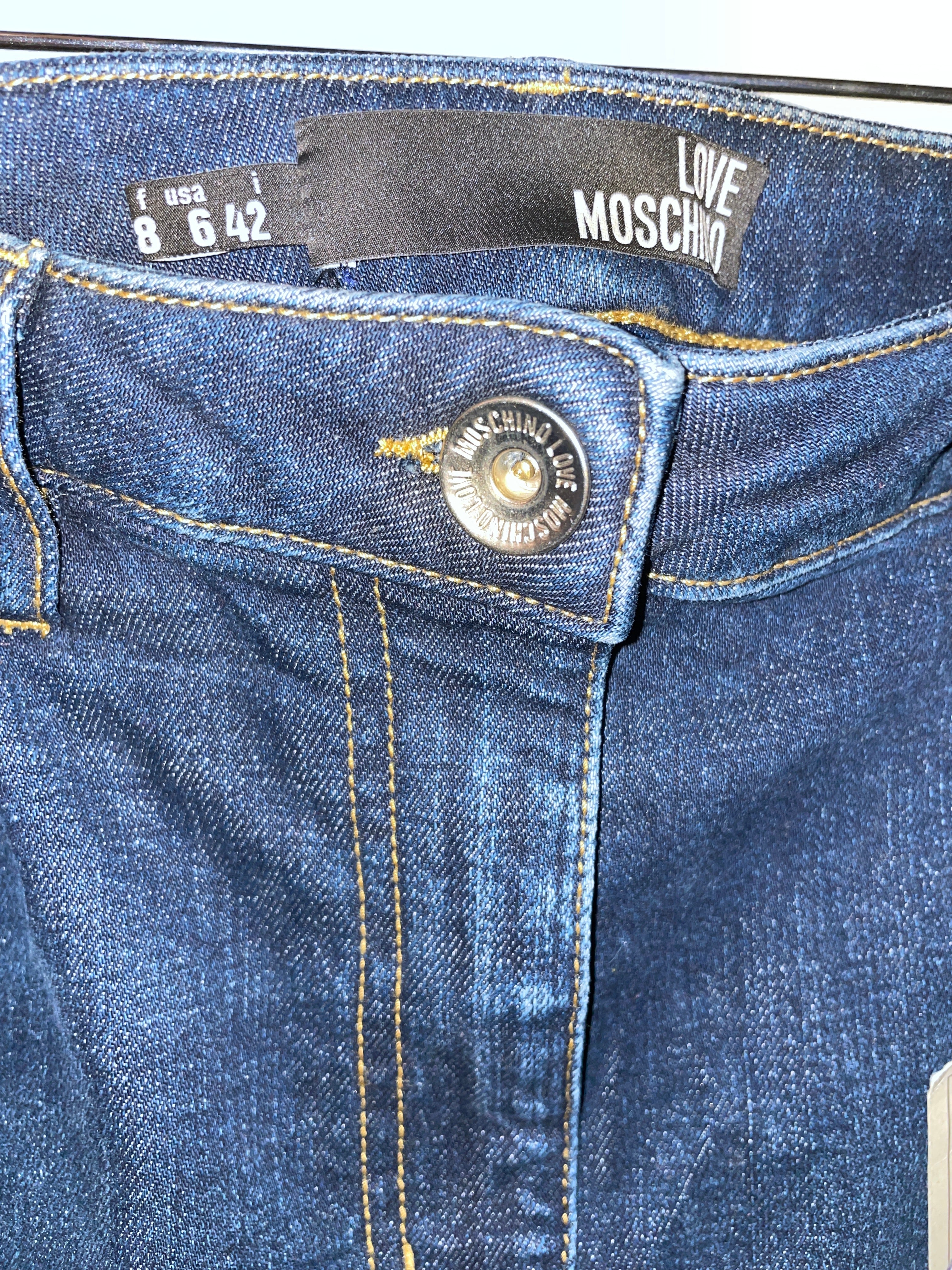 Moschino Stretch Denim Shearling Skirt - The Vault by Sacha