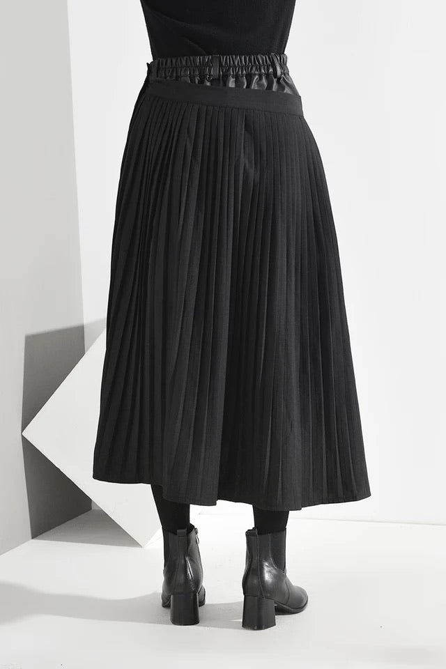 Denim & Pleats Skirt Olive - The Vault by Sacha