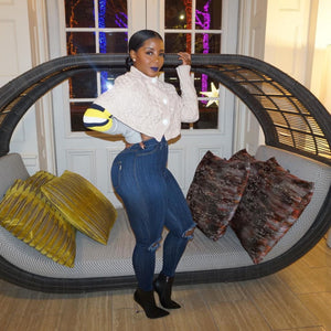 Open Knee High waist stretch jeans