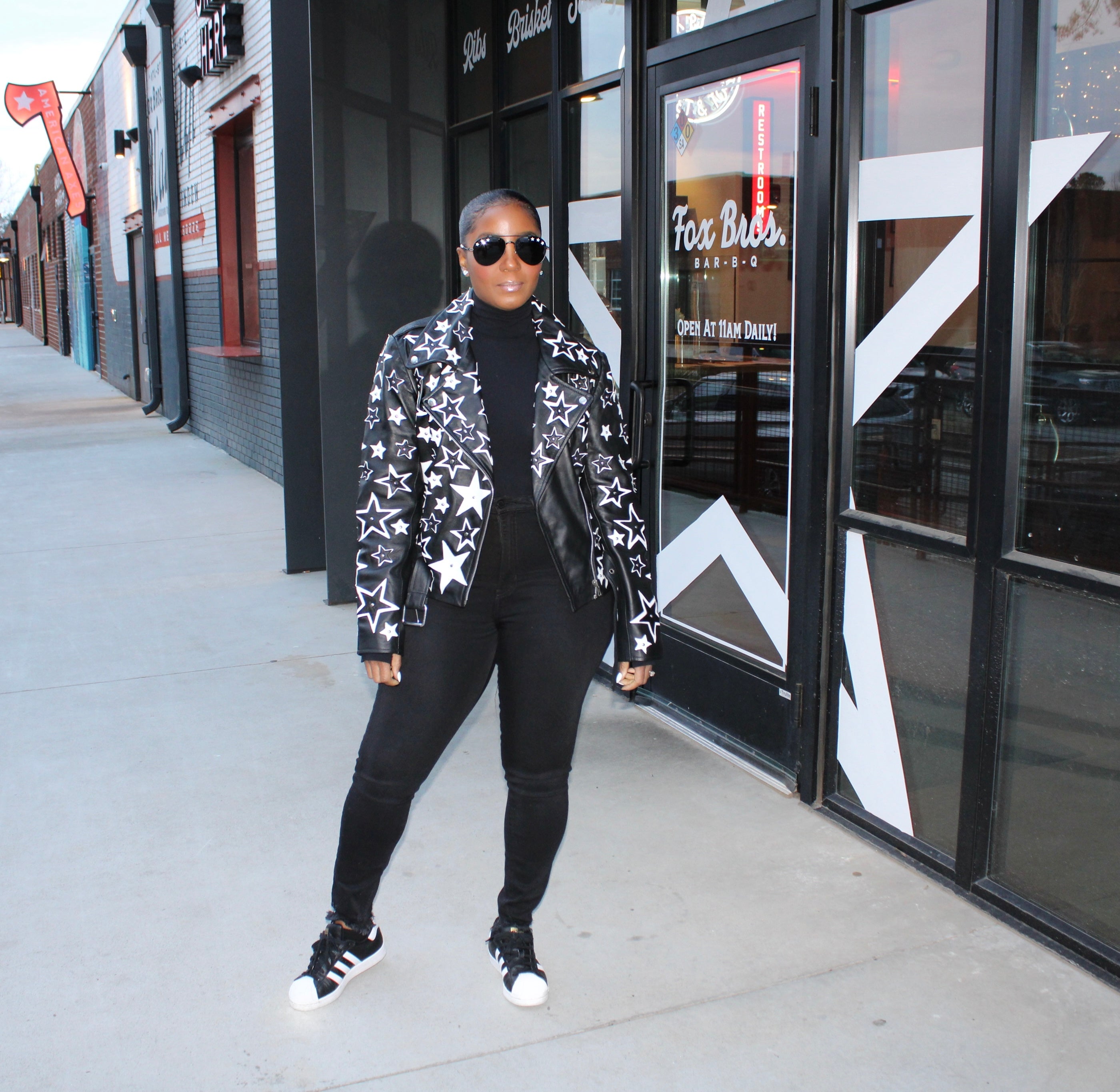 Star Girl Lambskin Leather Biker