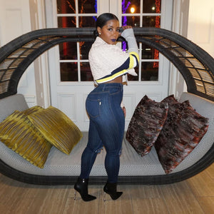 Open Knee High waist stretch jeans