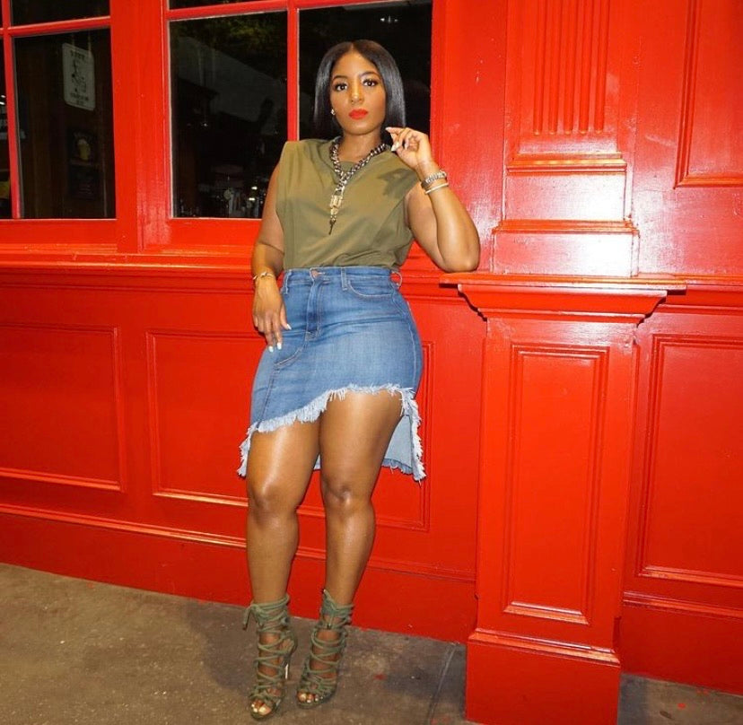 Distressed Denim Skirt - The Vault by Sacha