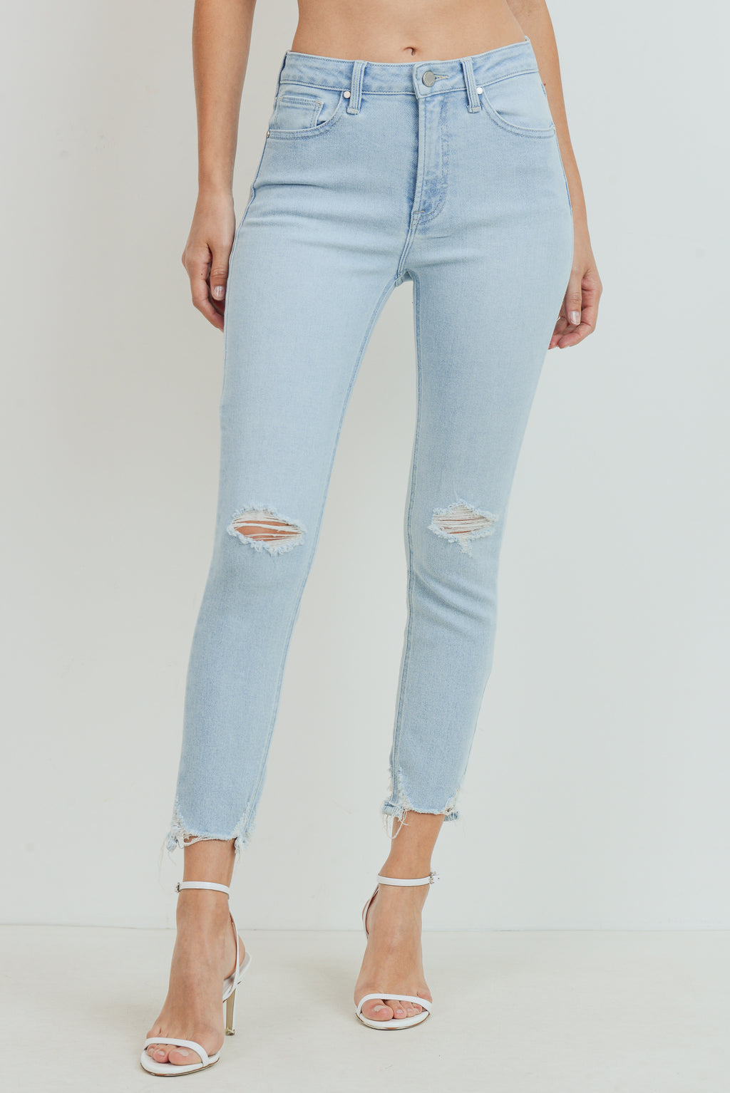 Distressed Knee & Ankle Jeans - The Vault by Sacha