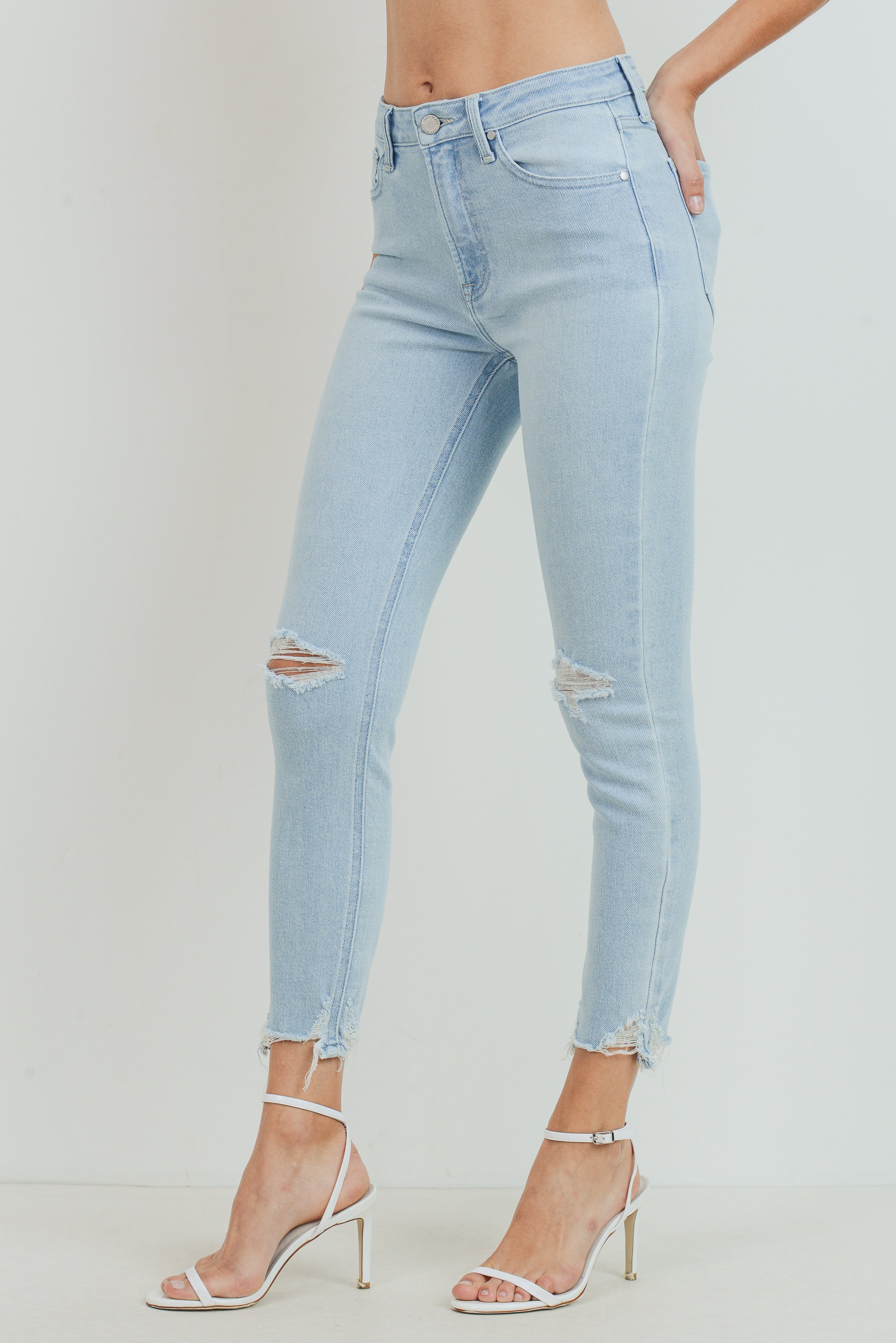 Distressed Knee & Ankle Jeans - The Vault by Sacha
