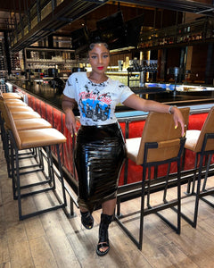 Patent High waist pencil skirt