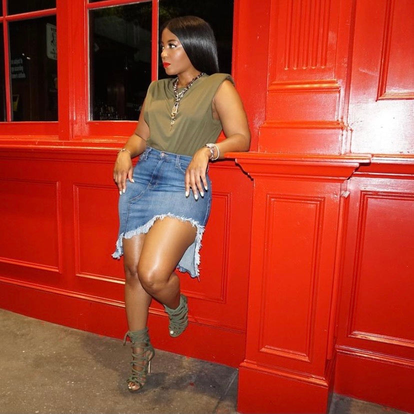 Distressed Denim Skirt - The Vault by Sacha