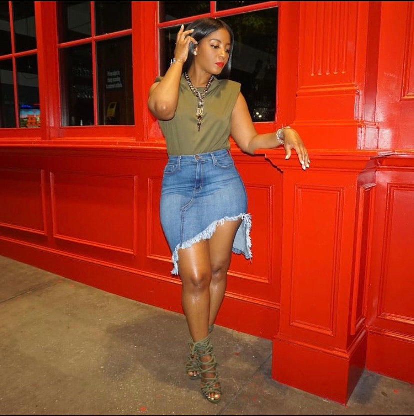 Distressed Denim Skirt - The Vault by Sacha